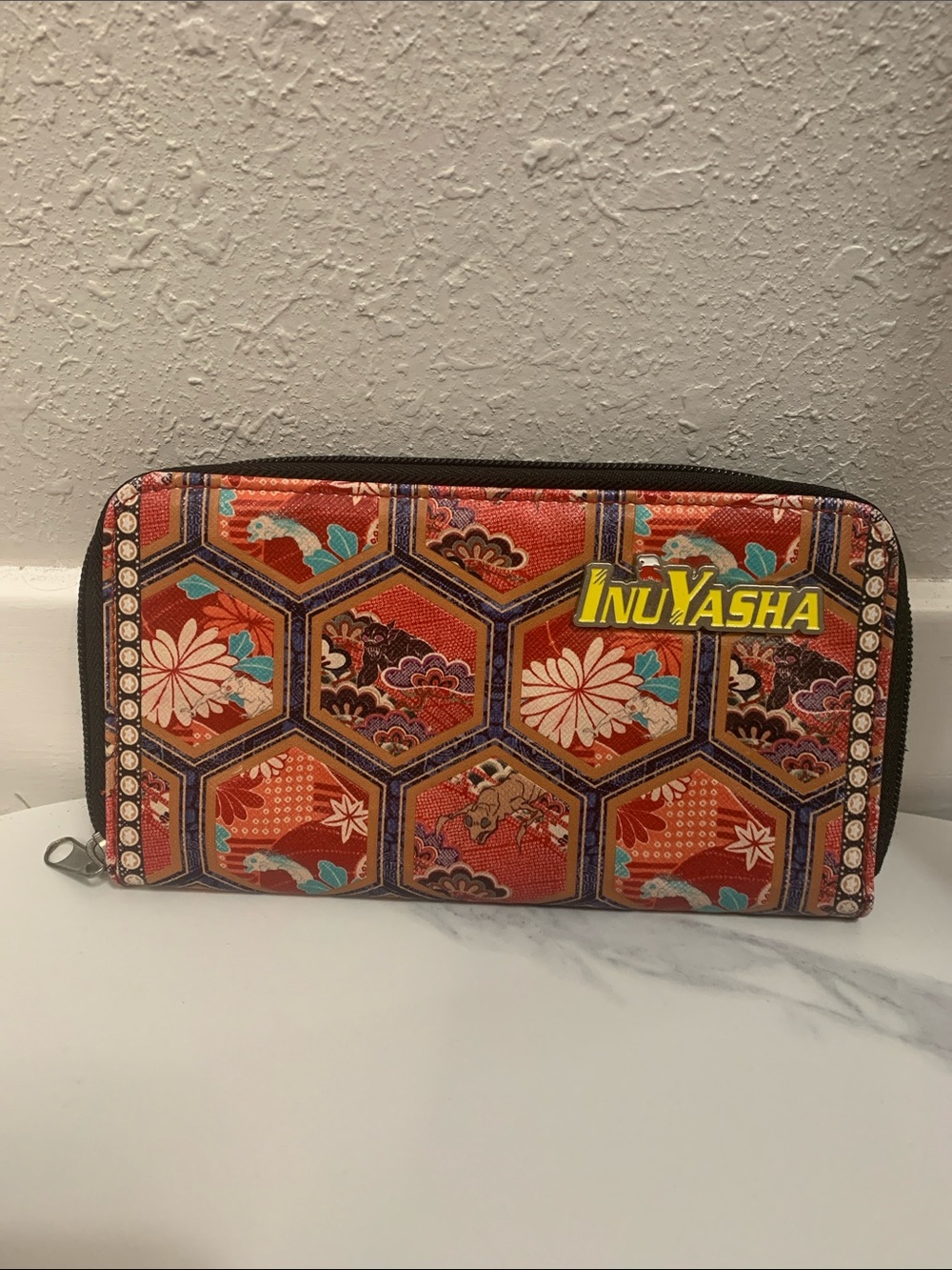 InuYasha Red Patterned Zip-Around Wallet